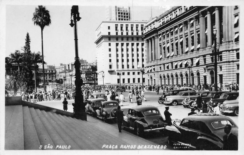 RPPC São Paulo BRAZIL Praça Ramos De Azevedo ca 1940s Vintage Postcard