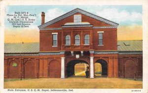 Main Entrance US Army Quartermaster Depot Jeffersonville Indiana linen postcard