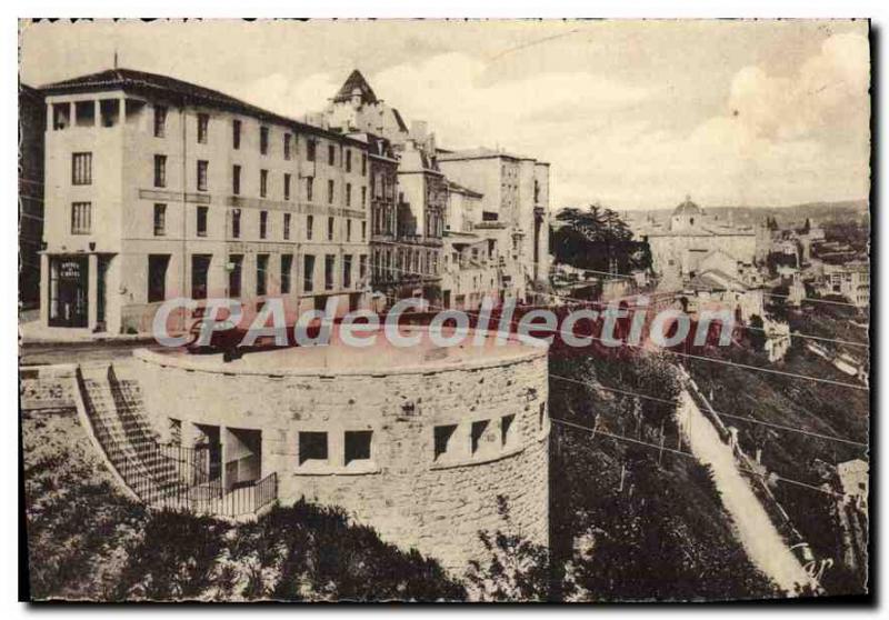 Old Postcard The picturesque Ardeche Aubenas New Rotunda and the Remparts