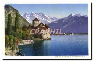 Old Postcard Chateau de Chillon and the Dents du Midi