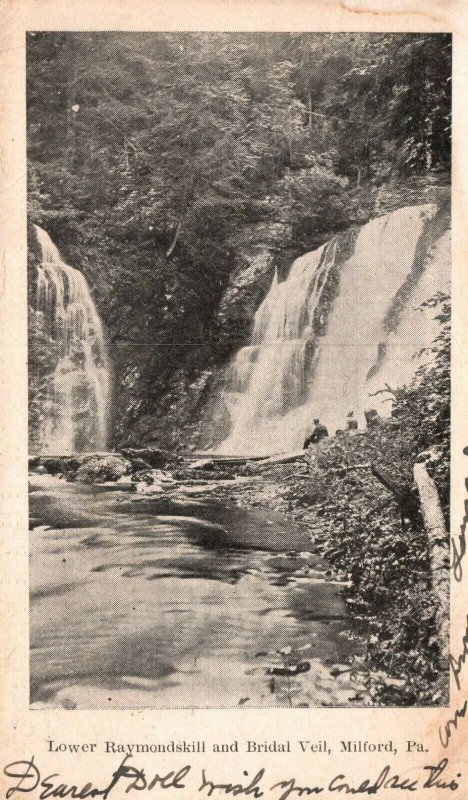 Vintage Postcard 1906 Lower Raymondskill & Bridal Veil Milford PA Pennsylvania
