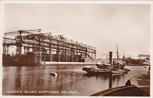 Northern Ireland Belfast Queen's Island Shipyard Real Photo