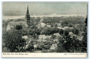 1910 Bird's Eye View Fort Tower Building Madison Iowa IA Antique Posted Postcard