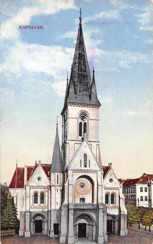 Kaposvar Hungary Church Exterior Antique Postcard J74875