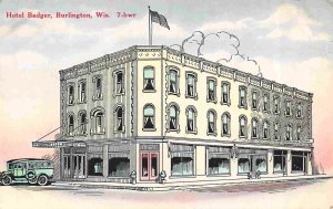 Hotel Badger Burlington Wisconsin 1921 postcard