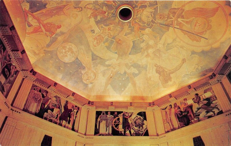 Los Angeles California 1960s Postcard Hugo Ballin Murals Griffith Observatory