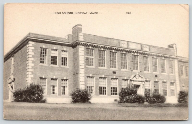 Norway Maine~High School Close Up~1940s B&W Postcard 