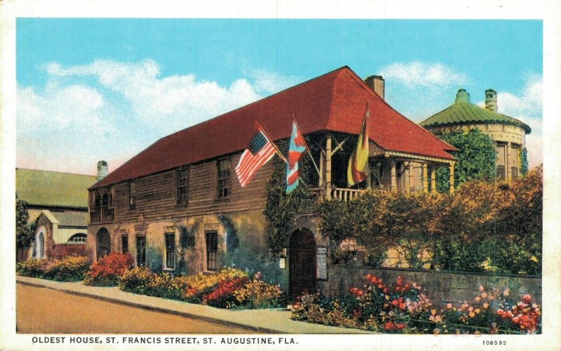 USA Oldest House St. Francis Street St Augustine Florida Postcard 07.36