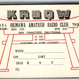 c1910s San Francisco Okinawa Amateur Radio Club Ham QSL Postcard Japan Gate A207