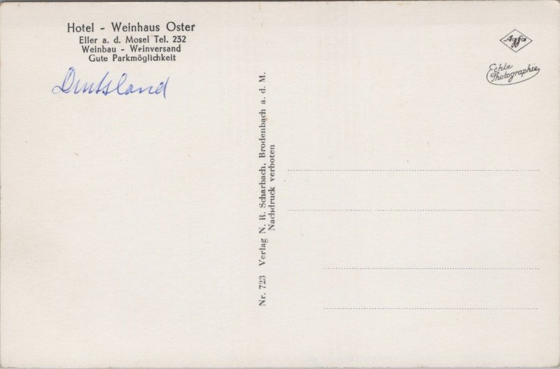 Germany Hotel Weinhaus Oster Eller Mosel Vintage RPPC 03.81 