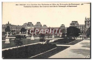 Postcard Old Paris Tuileries Gardens and Carrousel Arc de Triomphe