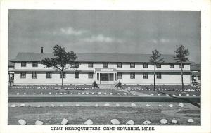 Camp Edwards Massachusetts~Army Post Headquarters~1940s WWII B&W Postcard