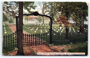 1910 MWA ROCK ISLAND NATIONAL CEMETARY ROCK ISLAND ARSENAL RECEIP POSTCARD P3178