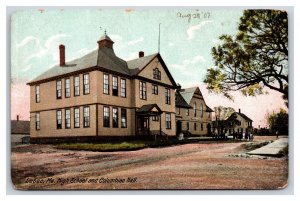 High School and Columbian Hall Lubec Maine ME UNP DB Postcard Y1