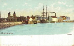 Sweden Landskrona Hamnen Vintage Postcard 07.82