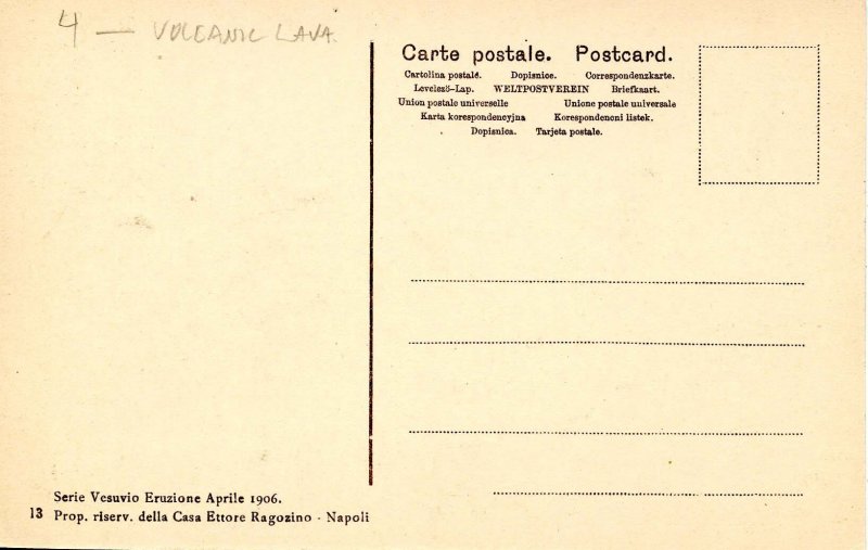 Italy -  Naples. Mt Vesuvio Lava Destruction, 1906. A Bridge of the Circumves...