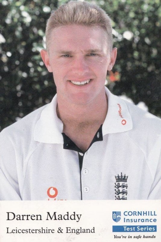 Darren Maddy of Leicestershire Cricketer Cricket Cornhill Insurance Card Photo