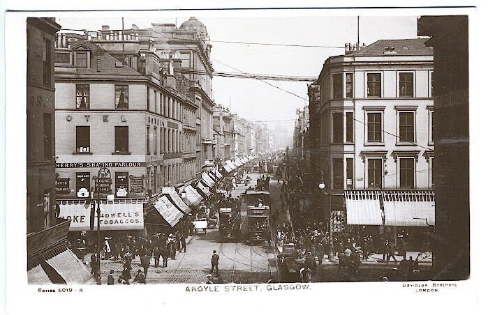 Glasgow Scotland Argyle Street Trolley Store Fronts Real Photo RPPC Postcard