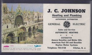 Ca 1955 BLOTTER FOR J.C. JOHNSON HEATING & PLUMBING GE DIST, NJ, MINT