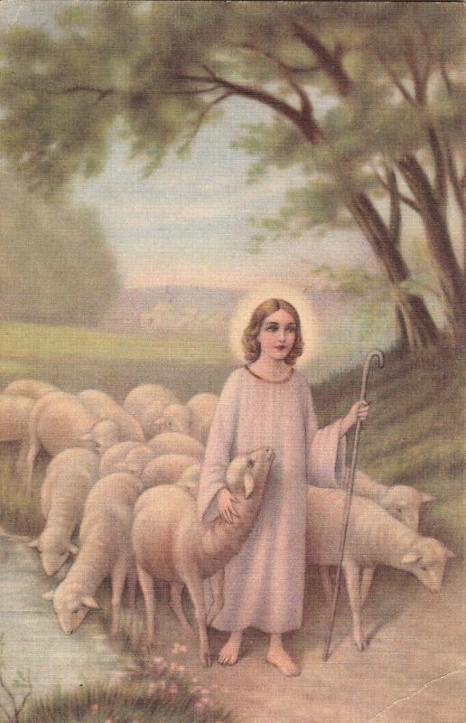 Holy shephers saint religion fantasy early postcard
