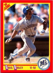 1990 Score Baseball Card Greg BrileySeattle Mariners sk2662