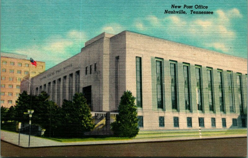 New United States Post Office Building Nashville Tennessee UNP Linen Postcard A5