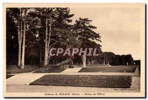 Old Postcard Chateau de Sceaux (Seine) statue I Winter