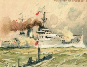 1914-18 WWI German S.M. Panzerkreuzer Von der Tann Navy Vintage Postcard P20