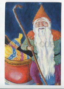 429404 ESTONIA New Year gnome with gifts 1996 year RPPC Kuma advertising label