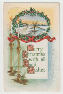 Merry Christmas With All Good Wishes - Post Marked Early 1900's