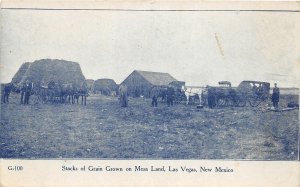 H17/ Las Vegas New Mexico Postcard c1910 Grain Harvest Mesa Land Farmers