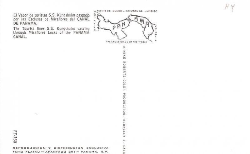 Tourist Liner SS Kungsholm Miraflores Locks Panama Unused 