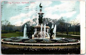 VINTAGE POSTCARD THE CORNING FOUNTAIN AT HARTFORD CONNECTICUT c. 1907 - 1915