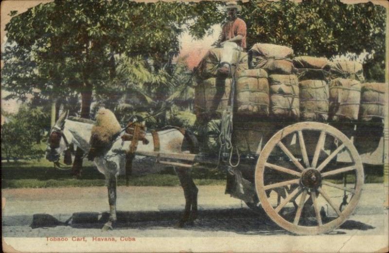 Havana Cuba Tobacco Cart 1910 Caimanera Cancel Postcard