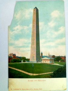 Vintage Postcard 1900's Bunker Hill Monument MA Massachusetts