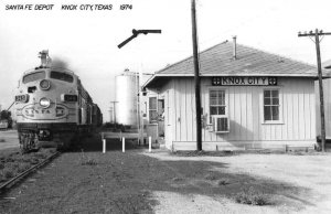 Knox City Texas Santa Fe Depot Train Station Real Photo Postcard AA54165