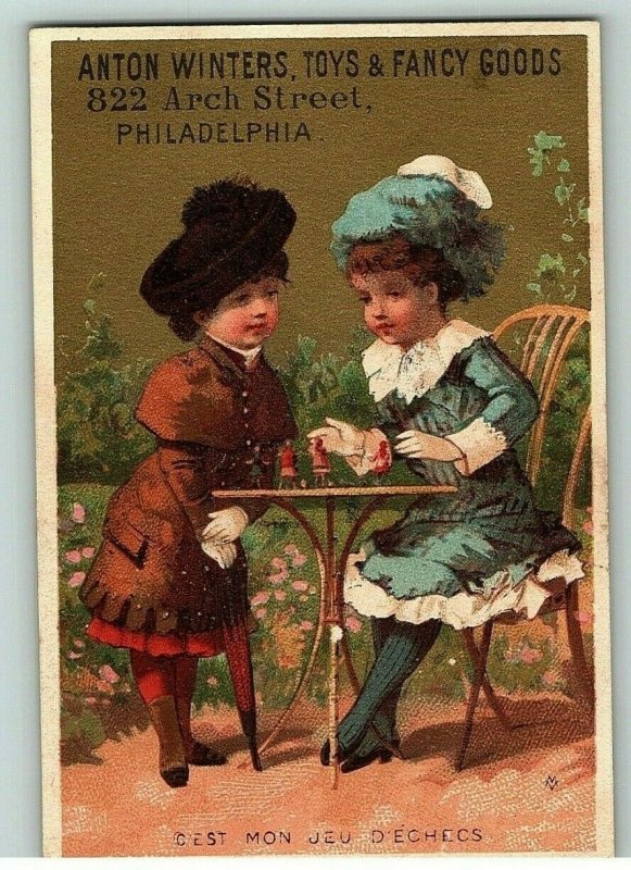 Trade Victorian Card Little Women Fashion A Winters Toys & Fancy Goods Phila PA 