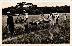 PC CPA GABON, PORTAGE EN TYPOYE, Vintage REAL PHOTO Postcard (b21811)