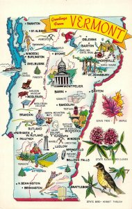 LPM65 Vermont Map Chrome Postcard The Green Mountain State
