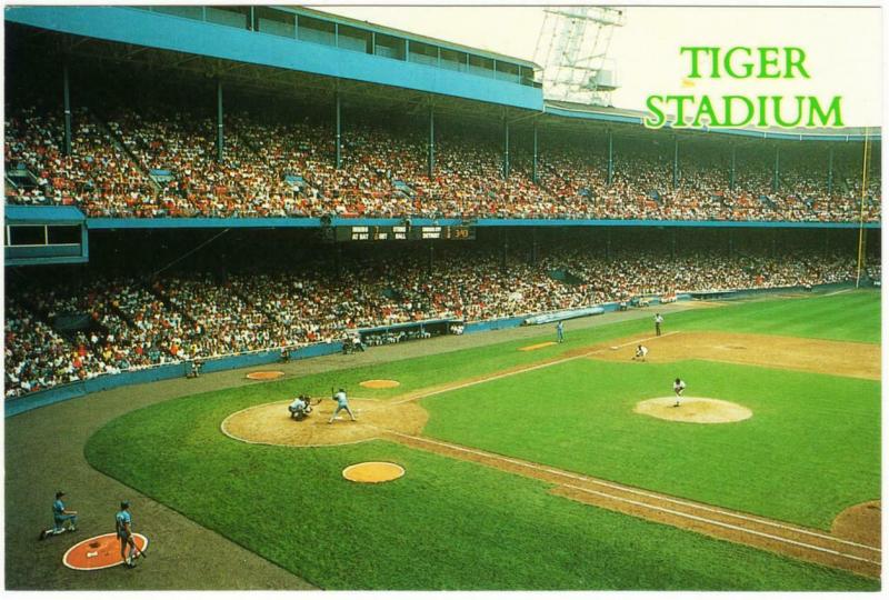 Detroit Tiger Stadium Baseball Game 1990s Postcard #1