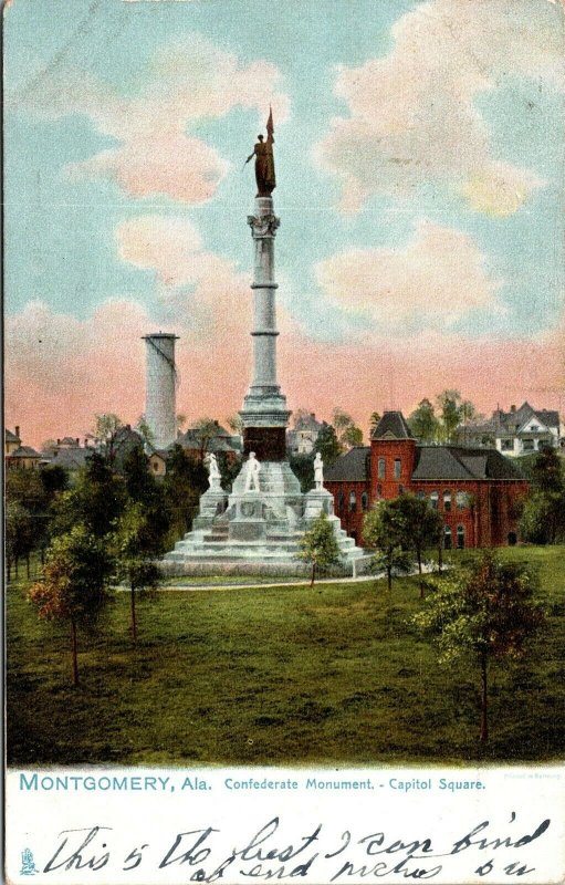 Vtg Montgomery AL Confederate Monument Capitol Square 1905 Raphael Tuck Postcard