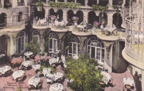 California Riverside Spanish Patio Mission Inn Handcolored Albertype