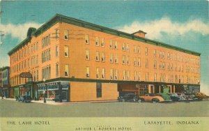 Automobiles Lahr Hotel Roadside Lafayette Indiana Postcard Beals 20-1203