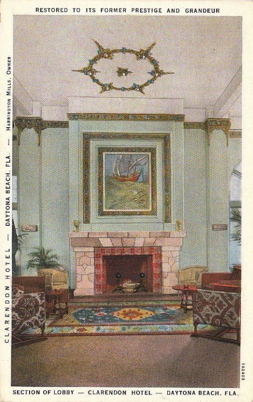 Postcard Section of Lobby Clarendon Hotel Daytona Beach FL