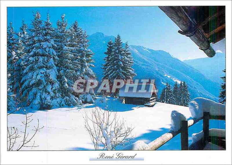 Postcard Modern Mountain Image The chalet nestled under the snow