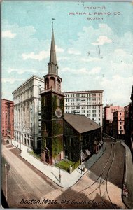 Vtg Boston Massachusetts MA Old South Church 1910s Street View Postcard