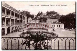 Old Postcard Bourbon Lancy étabilssement Thermal Baths The Court