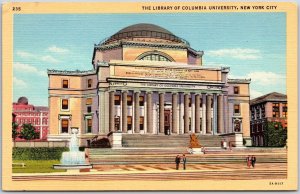 The Library Of Columbia University New York City NYC Front Building Postcard