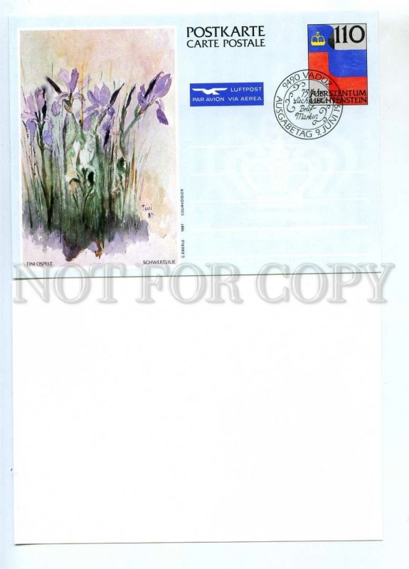440852 Liechtenstein 1987 postal card P/ stationery Eberle still lifes flowers