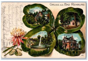 Lower Saxony Germany Postcard Greetings from Bad Rehburg 1905 Leaf Multiview
